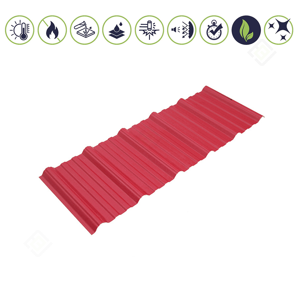 Telha trapezoidal de resina sintética com nervuras baixas
