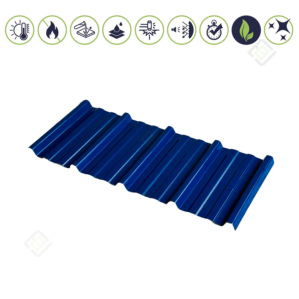 Trapezoidal High Corrugated Resin Roofing blue