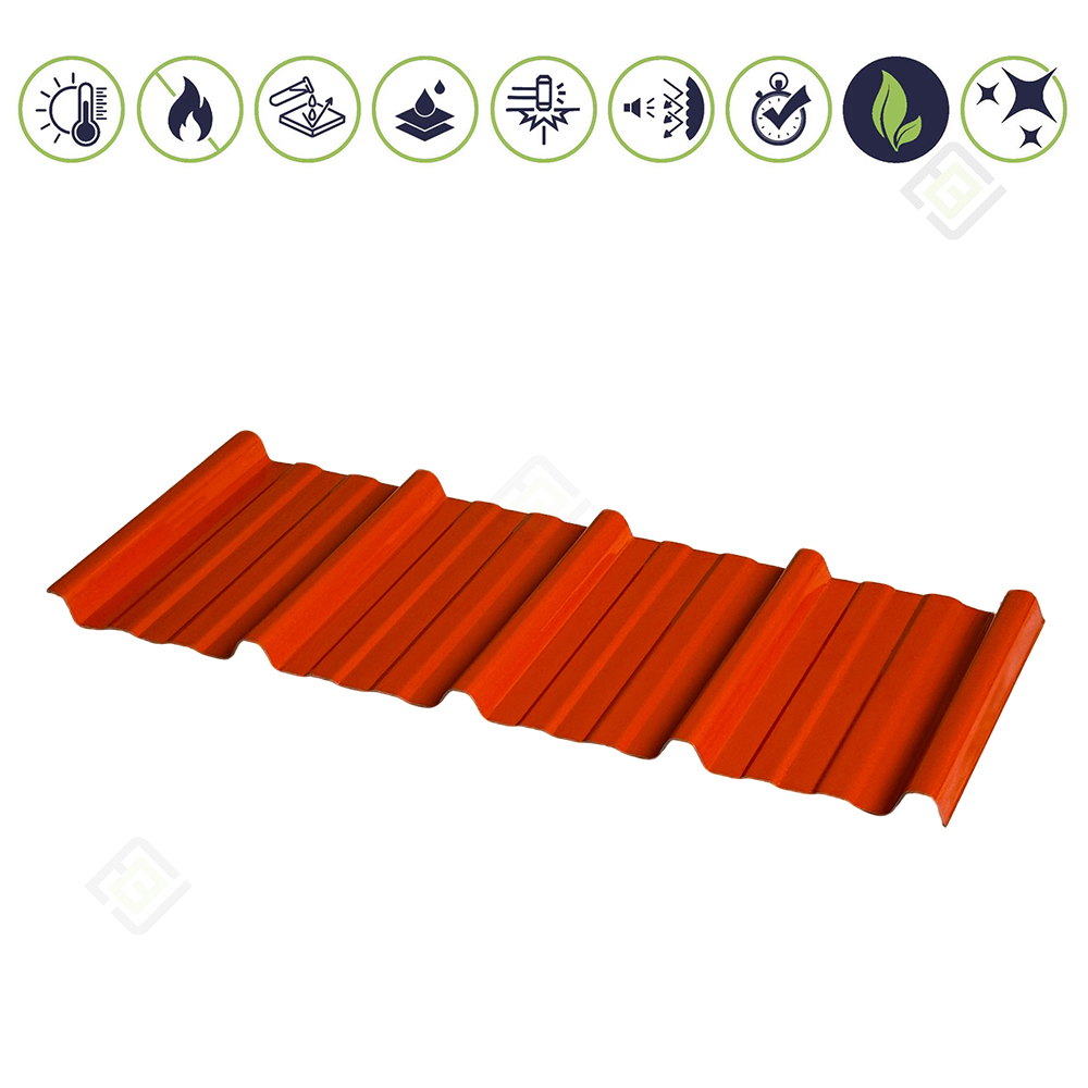 Trapezoidal High Corrugated Resin Roofing orange