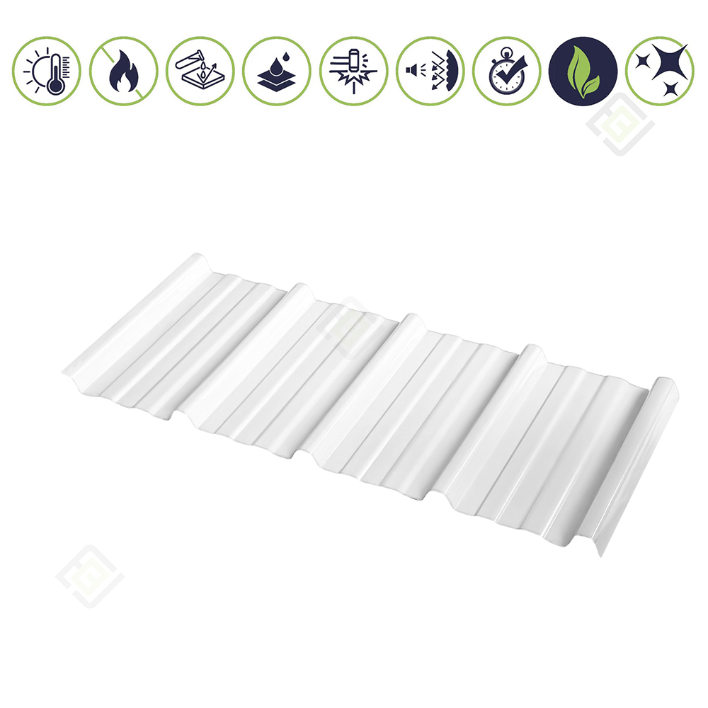 Trapezoidal High Corrugated Resin Roofing white
