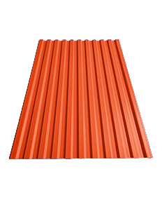 Panneau de toiture trapézoïdal en résine synthétique orange High Wave, motif vagues