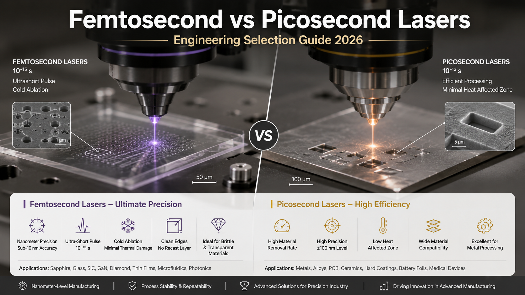 Láseres de femtosegundos frente a láseres de picosegundos: cómo los ingenieros seleccionan el proceso adecuado para...