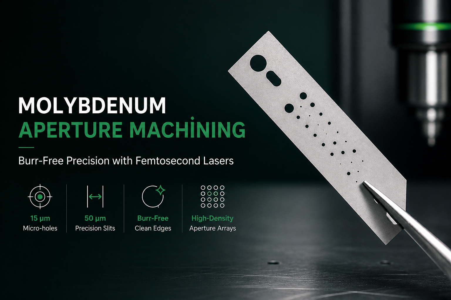 Molybdenum Aperture Machining: Burr-Free Precision with Femtosecond Lasers