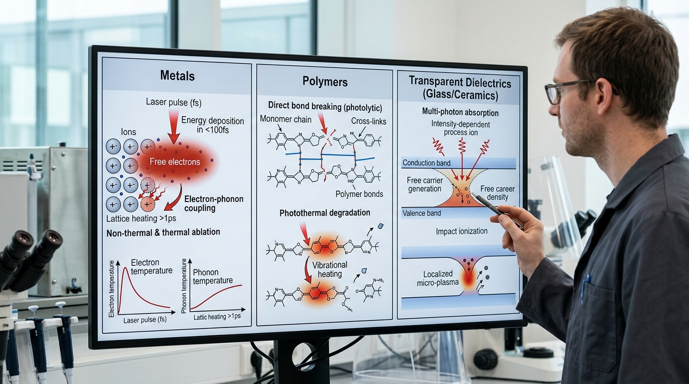 How Femtosecond Lasers Process Metals, Polymers, Glass, and Ceramics