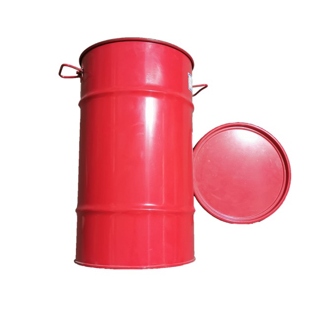 50L Red Open-Top Corrugated Iron Drum with Dual Handles