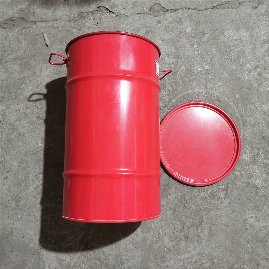 50L Red Open-Top Corrugated Iron Drum with Dual Handles (8)