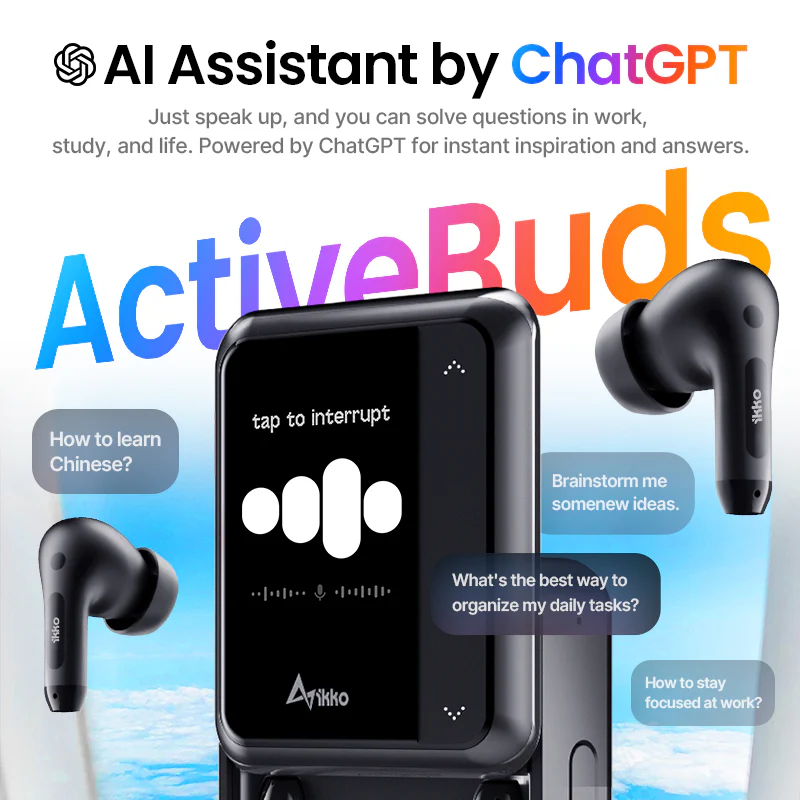Fones de ouvido ActiveBuds AB02 com inteligência artificial