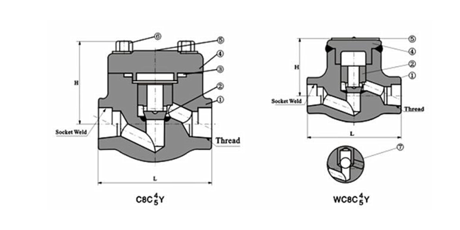 H61Y, H64Y Pinutos nga Asero nga Taas nga Presyon nga Giwelding nga Check Valve (1)