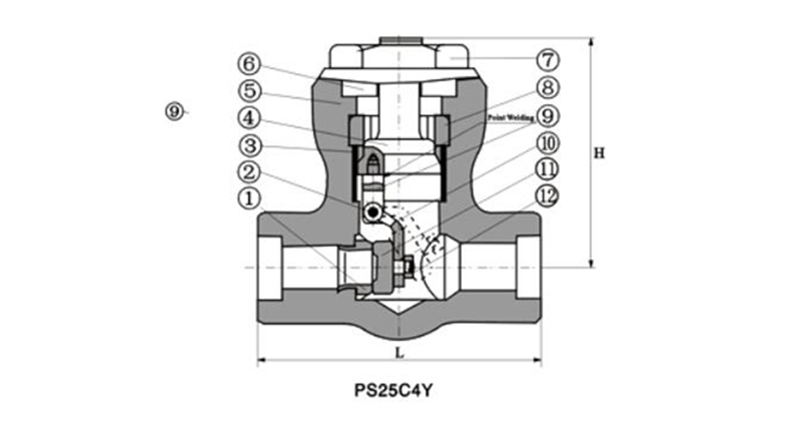 H61Y, H64Y Pinutos nga Asero nga Taas nga Presyon nga Gi-welding nga Check Valve (4)