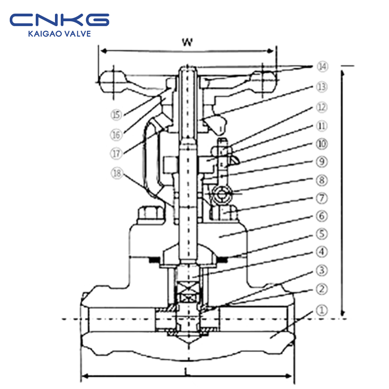 CL150-600 Altzairu Forjatuzko Butt-Welding Ateko Balbularen Marrazkia