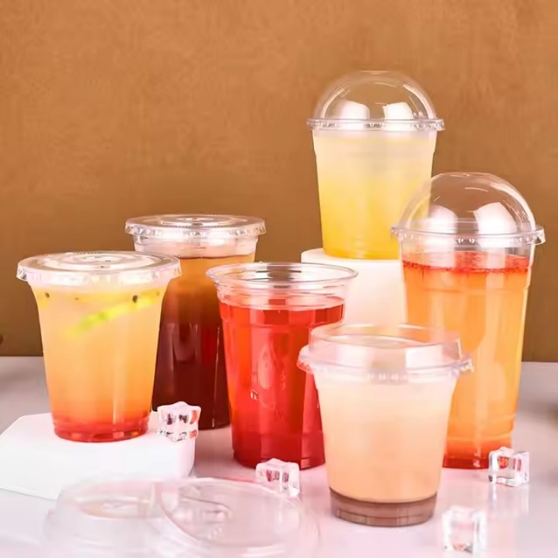 Custom printed PET cups With Lids-1