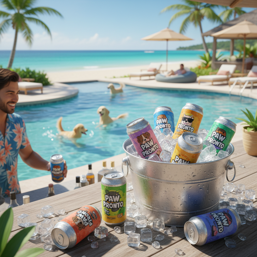 Canettes de boissons pour animaux de compagnie destinées aux bars de piscine des complexes balnéaires