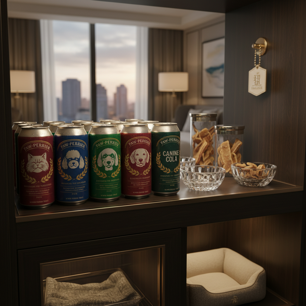 Canettes pour animaux de compagnie pour garnir le minibar des hôtels de luxe