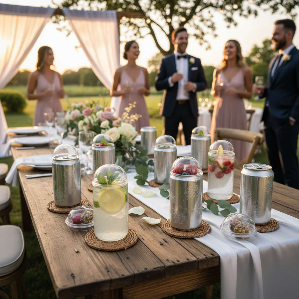 Boîtes en plastique de qualité alimentaire pour boissons servies lors de réceptions de mariage
