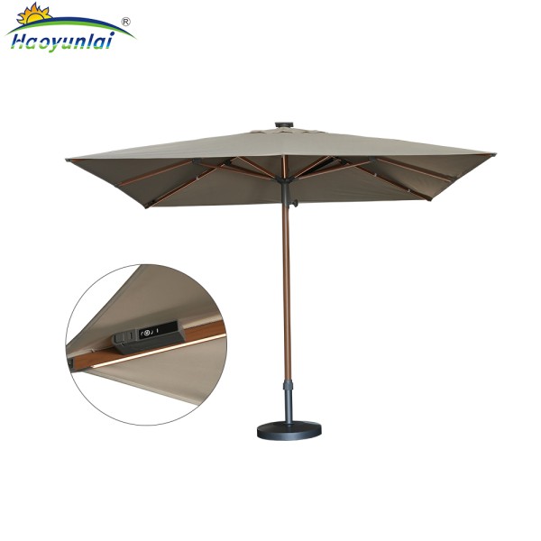 Premium 3x3m Aluminum Center Pole Umbrella with Gas Spring & LED