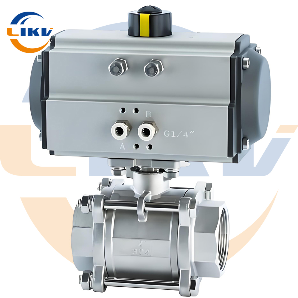 China Precision Control with Pneumatic Threaded Three-Piece Ball Valve