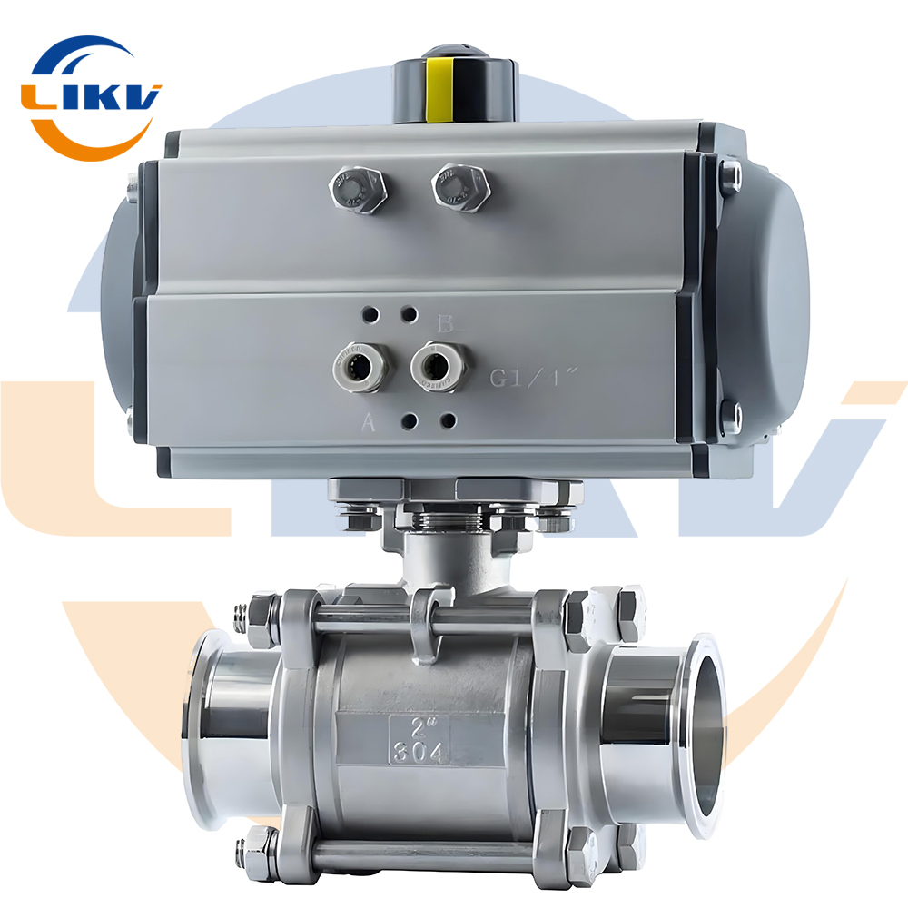 China High Performance Pneumatic Three-piece  Clamp Ball Valve