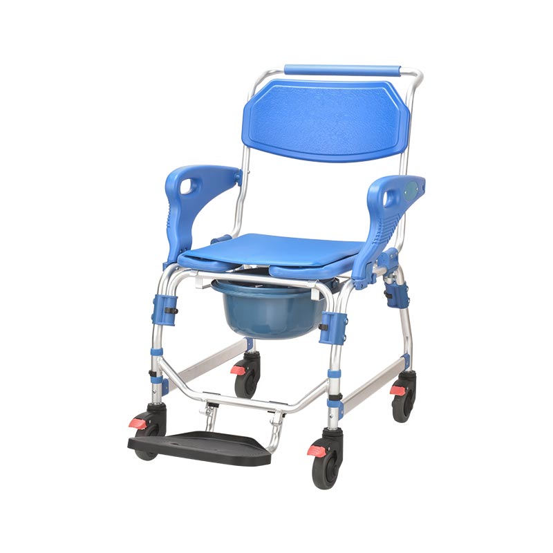Adjustable Aluminum Toilet Chair with Non-Slip Backrest Removable EVA Cushion & Silent Wheels TCM6981