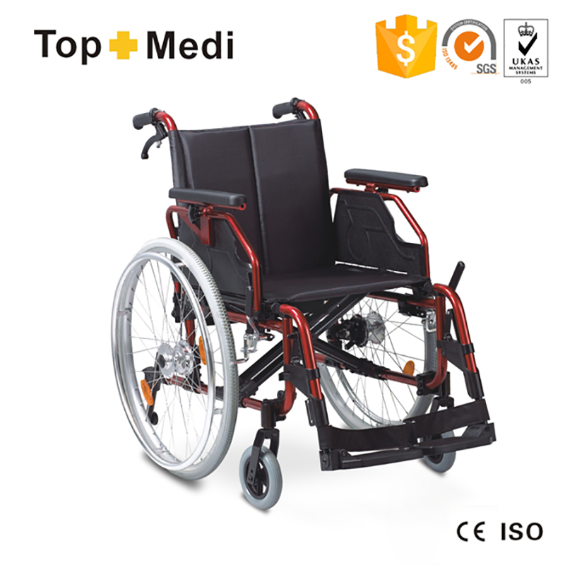 TAW251LHPQ Handicapped Aluminum Lightweight Anti-Tipper Adjustable Armrest & Footplate Wheelchair