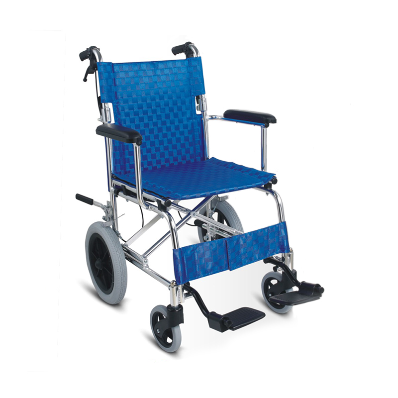 Topmedi TAW805LABJ Lightweight Aluminum Manual Wheelchair with Fixed Armrests Flip-up Footplate Pneumatic MAG Rear Wheels 100kg Capacity for Patient Transport