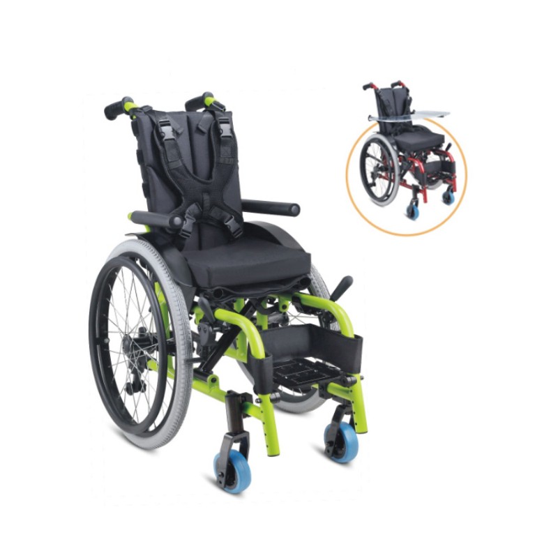 TAW908LQF8 Aluminum Adapting Child Wheelchair Manual Wheelchair with Adjustable Seat Size and Strong Sponge Cushion