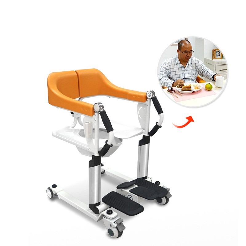 TCM-01C Aluminium Portable Electric Power Wheelchair Transfer Commode Wheel Chair with Crank Adjustable Folding Patient Shower Lift