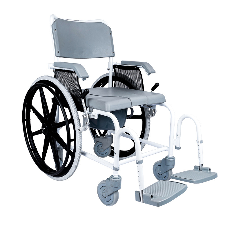 Topmedi TCM2405P Lightweight Aluminum Wheelchair 136kg Capacity 500mm Seat Height Folding Manual Transport Chair