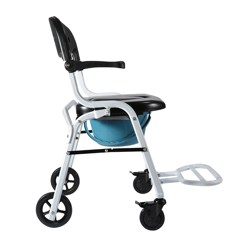 TCM898 Foldable Aluminum Alloy Chair with PU Cushion, Adjustable Armrest Commode
