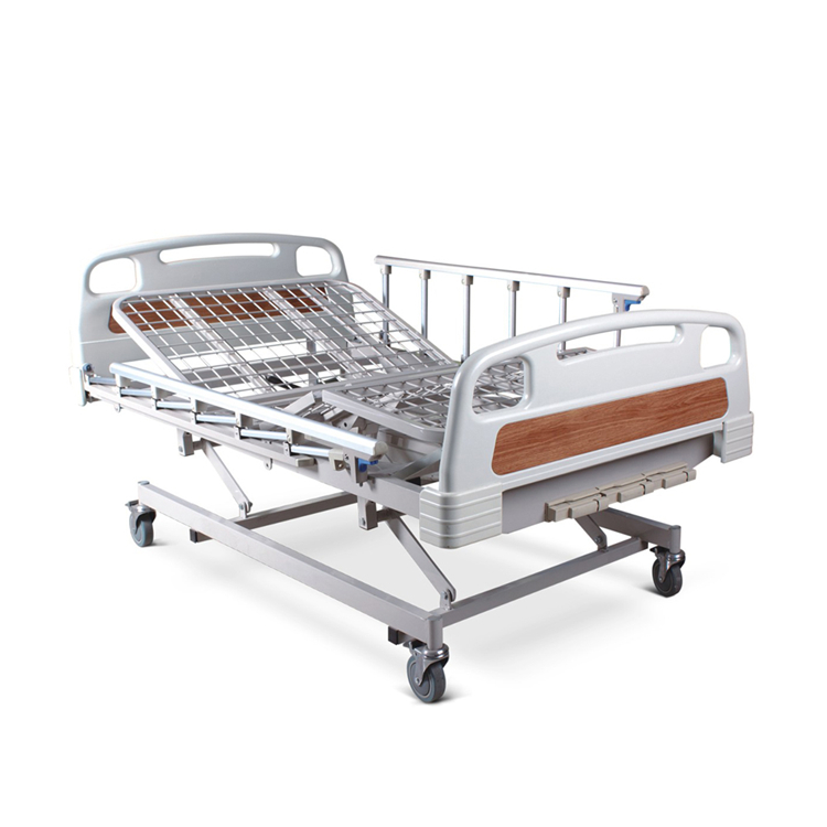 Topmedi THB3030W CE 3-Crank Manual Hospital Bed 175kg ICU Folding Equipment Home Care with PP Headboard 5" Casters