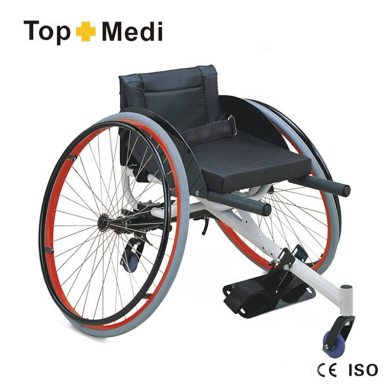 Topmedi TLS785LQ-36 Lightweight Folding Sports Wheelchair – Steel Frame, 26" Rear Wheels, 100kg Capacity Adjustable Seat Widths
