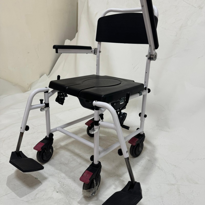 TCM863 3 in 1 Patent Folding Quick Release PU Portable Commode Toilet Wheel Chair Wheelchair for Elderly