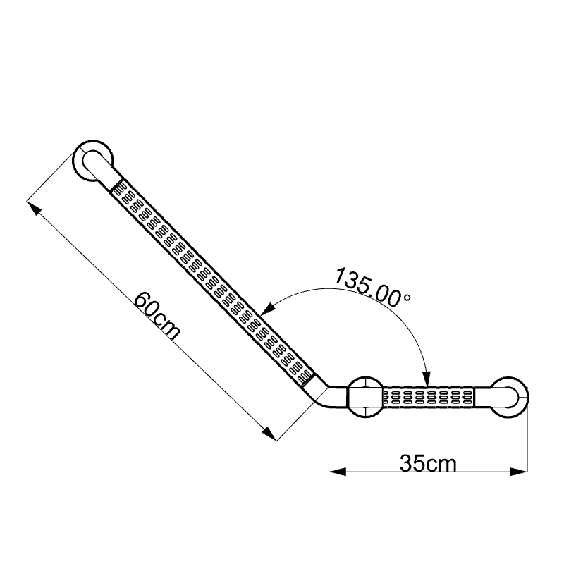 Topmedi TRA911 135° Angle Grab Rail Stainless Steel 201 Yellow/White 600x350mm Wall-Mounted for Elderly Bathroom