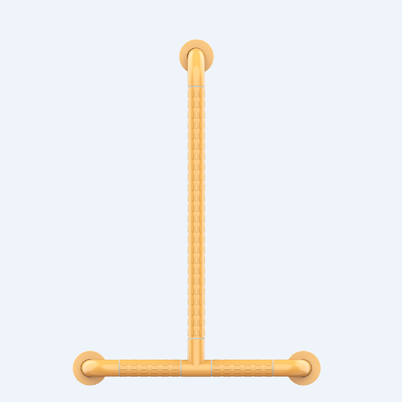 Topmedi TRA914 T-Shaped Grab Rail Stainless Steel 201 Yellow/White 700x500mm Wall-Mounted for Elderly Bathroom Support