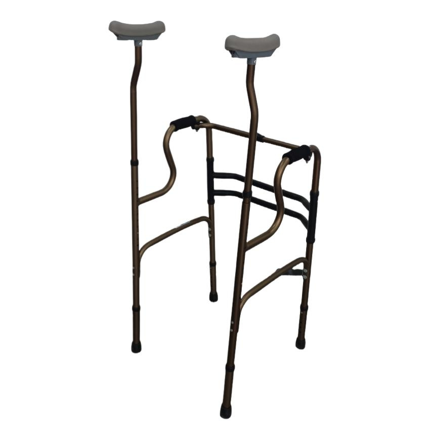 Topmedi TWA9103L Aluminum Alloy Walker Adjustable Height Armrest 11-Position 350lbs Capacity Armpit Support Mobility Aid