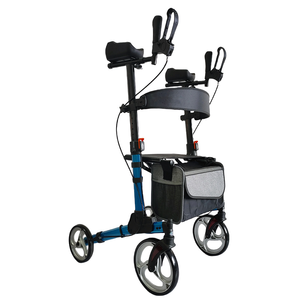 TWA9202 Durable Senior-Friendly 136kg Support Aluminum Foldable Walker with Cane Holder & Shopping Bag