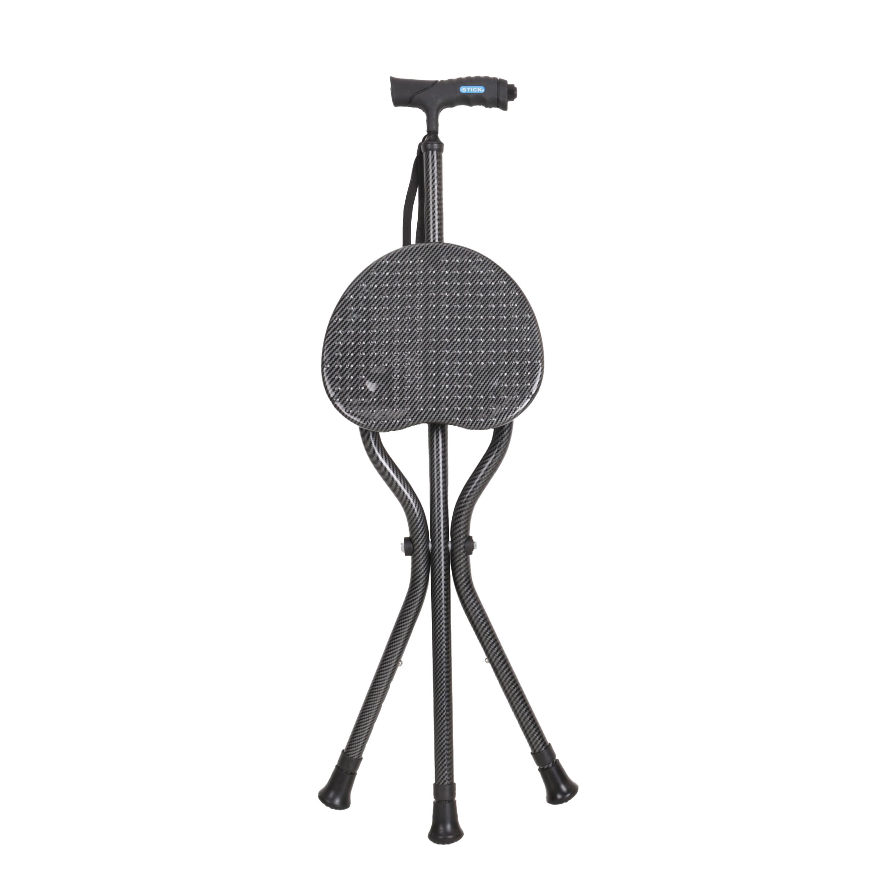 TWA9205L Elderly Disabled Aluminum Carbon Fiber Painting Folding Walking Stick with Chair Seat