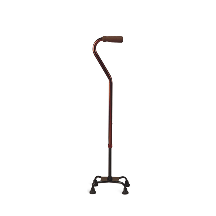 Topmedi TWA947 Bariatric Quad Cane Steel Small Base 500LBS Capacity Height Adjustable 756-984mm Heavy Duty Walking Aid