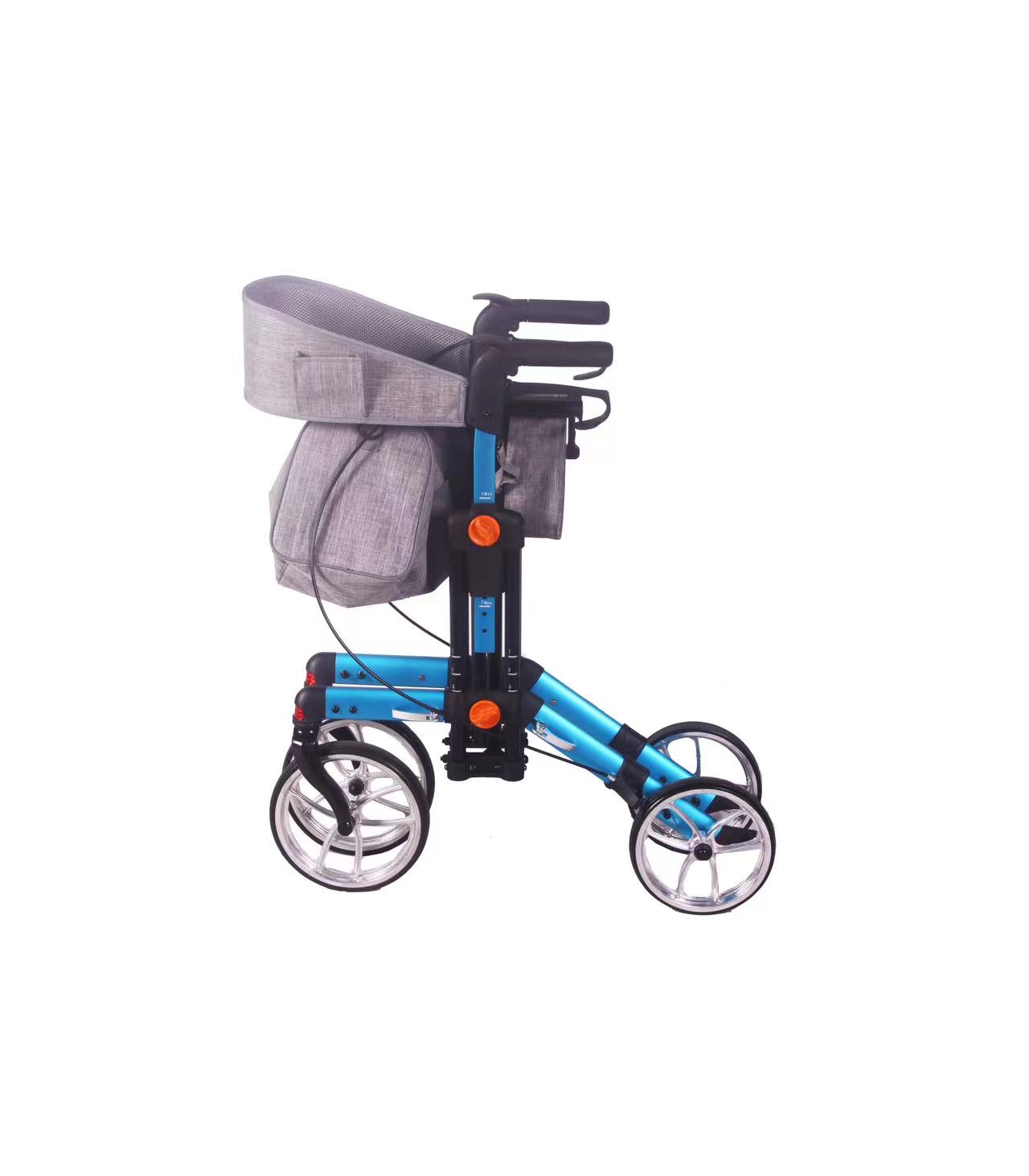 Topmedi TWA9605L Rollator Walker 100kg Capacity 10"/8" Wheels Adjustable Height 78.5-101cm Foldable with Cane Holder