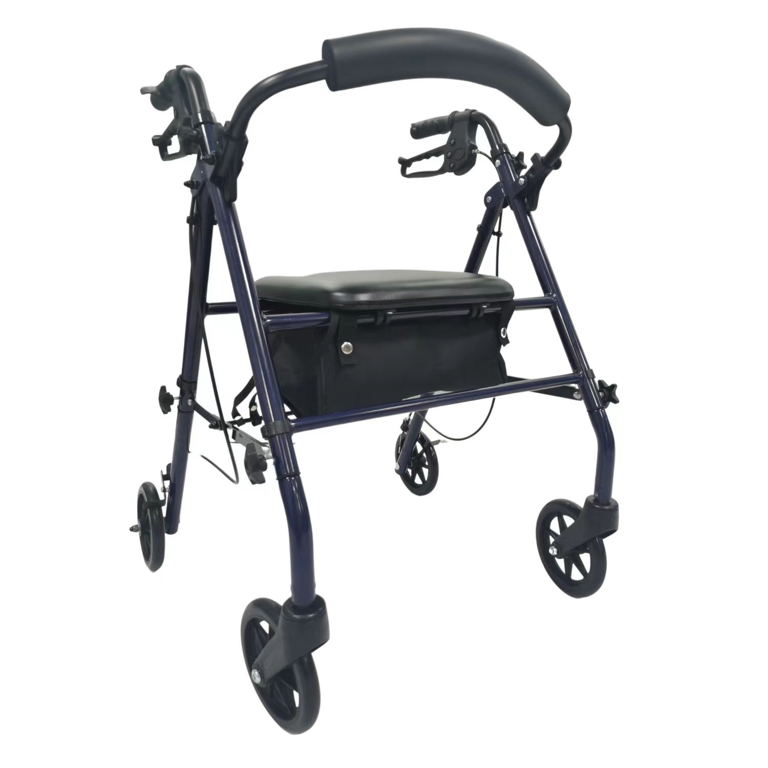 Topmedi TWA9638L Quick-Release 4-Wheel Rollator 100kg Capacity 6" Wheels Foldable Compact Pizza-Box Packaging Aluminum/Steel