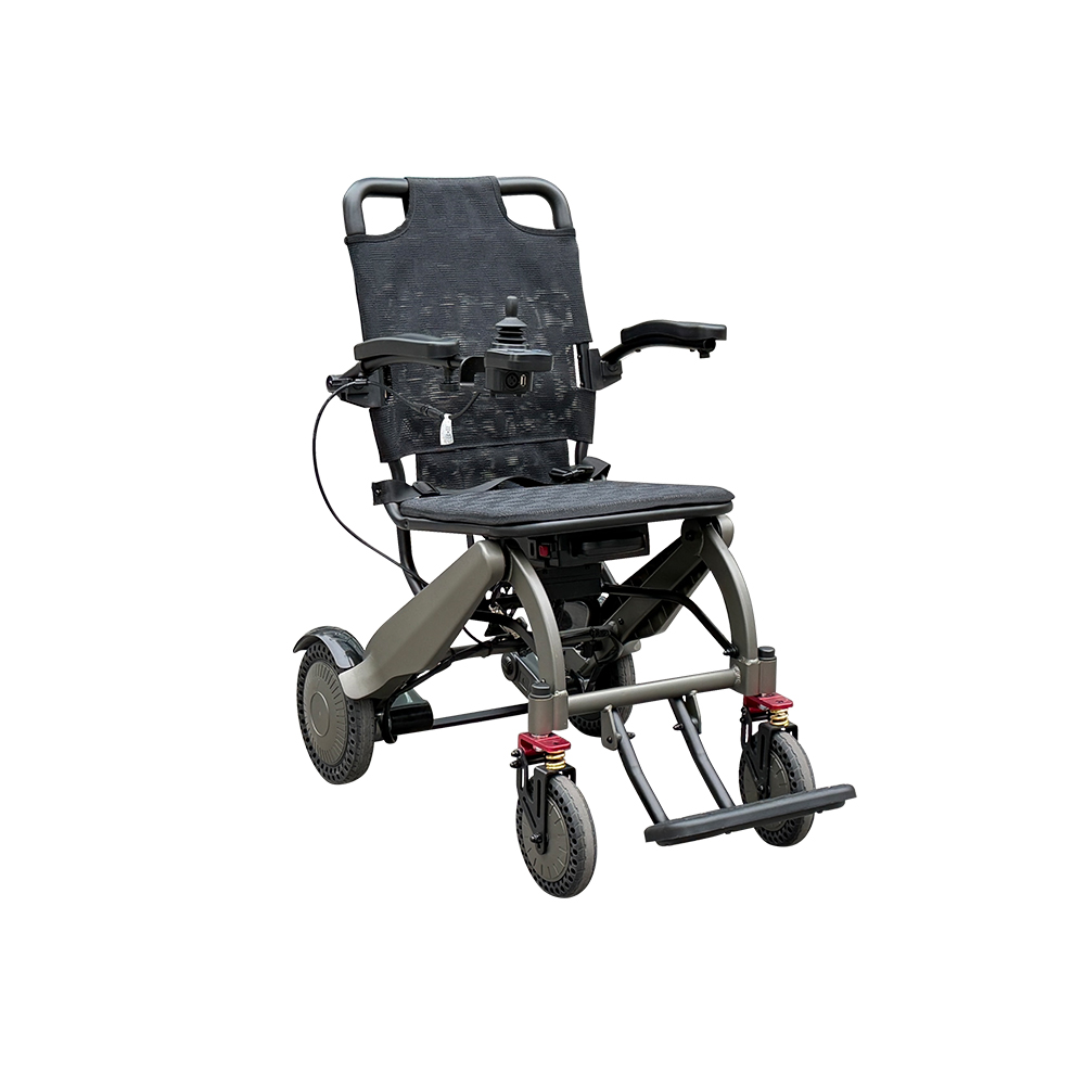 Topmedi TEW217 Aluminum Alloy Electric Wheelchair Flip-Up Armrests Quick-Disassembled Battery 100kg Capacity Foldable