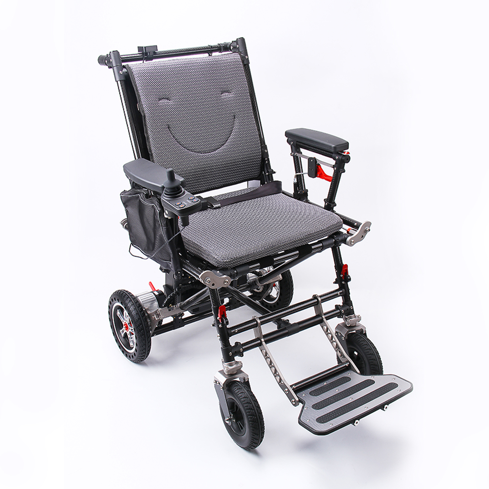Topmedi TEW104 Carbon Fiber Foldable Electric Wheelchair 150W Brushless Motor 150kg Capacity 32km Range 20kg