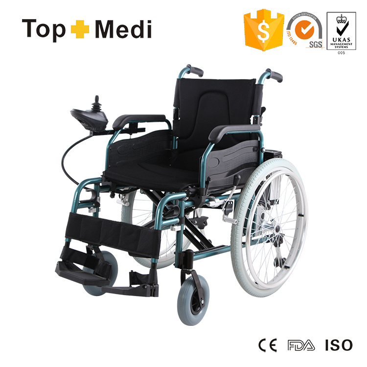 Topmedi TEW023 PG Controller Folding Electric Wheelchair Taiwan Motor Lithium Battery 24 Inch Rear Wheel