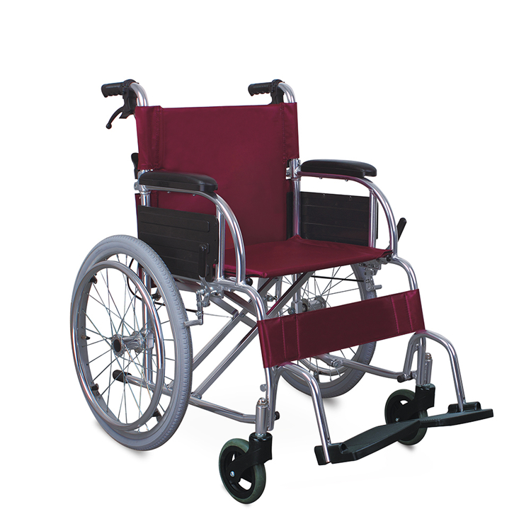 Topmedi TAW878LAJ हल्के एल्यूमीनियम तह व्हीलचेयर 58cm वायवीय रियर पहिये 100-120kg क्षमता