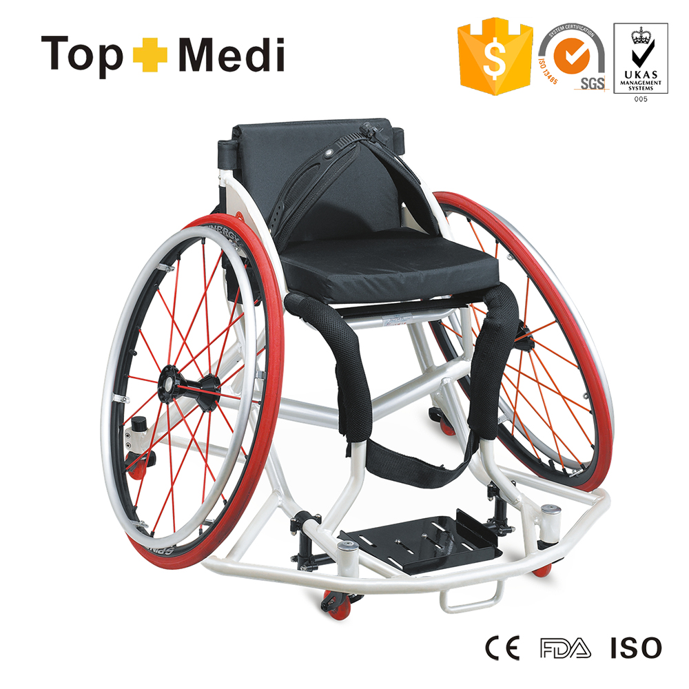 ویلچر دستی بسکتبال Topmedi THE778LQ مدل ۷۰۰۳، جنس آلومینیوم هواپیما، چرخ‌های عقب فیبر کربنی ۱۳ کیلوگرمی، وزن ۱۰۰ کیلوگرم