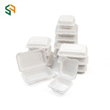 Pressure Proof White Clamshell Plastic Hinged Container