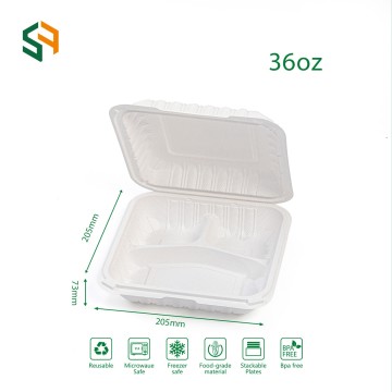 Three Compartment Square MFPP Clamshell Meal Box