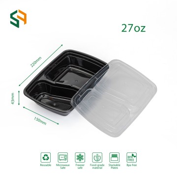 Two Compartment Rectangular Plastic Meal Container