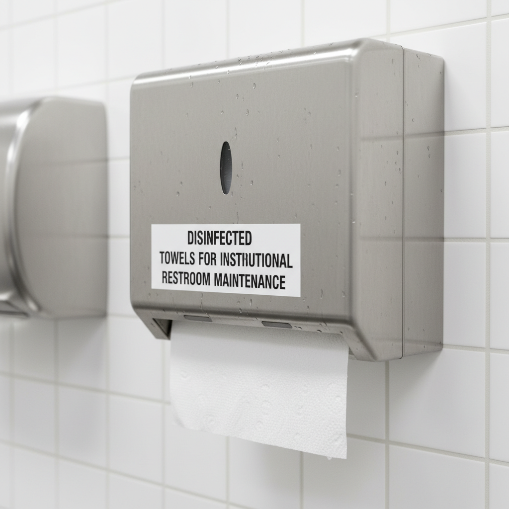 Desinfiserte papirhåndklær for vedlikehold av institusjonstoaletter