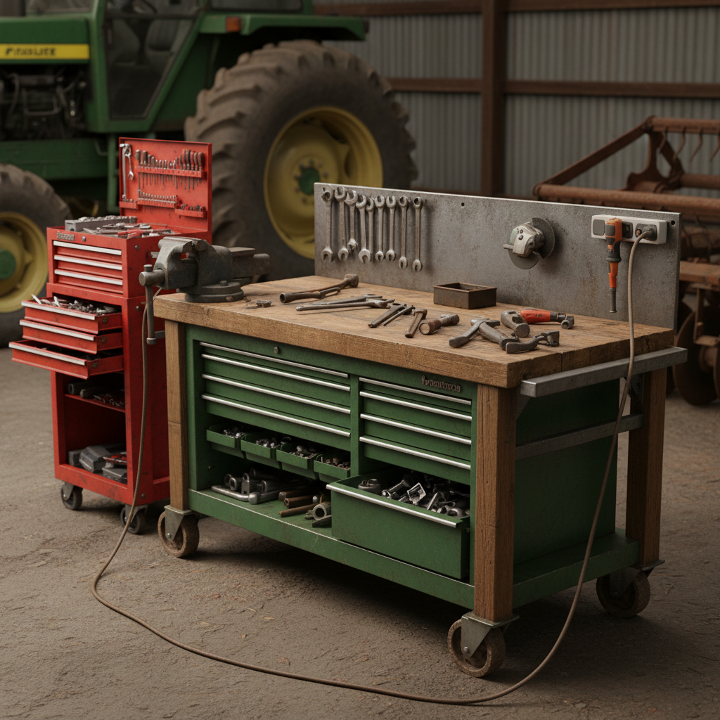 Tool Cabinet Workbench For Farm Machinery Care