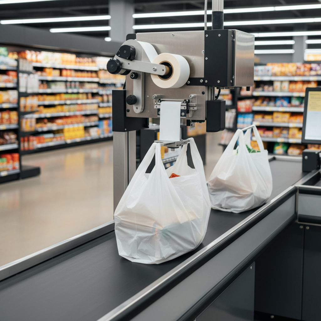 Automatic Bag Labeling Machine For Supermarket Shopping Bags